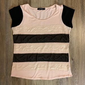 Striped Lace Detail Top